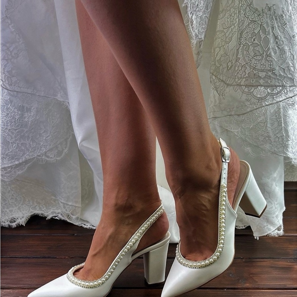 Elegant White Slingback Heels